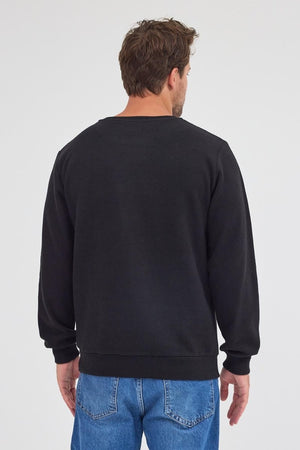 Erkek Siyah Standart Fit Normal Kesim Pamuklu Basic Bisiklet Yaka Sweatshirt MTLCE113 - Siyah - MMETALIC