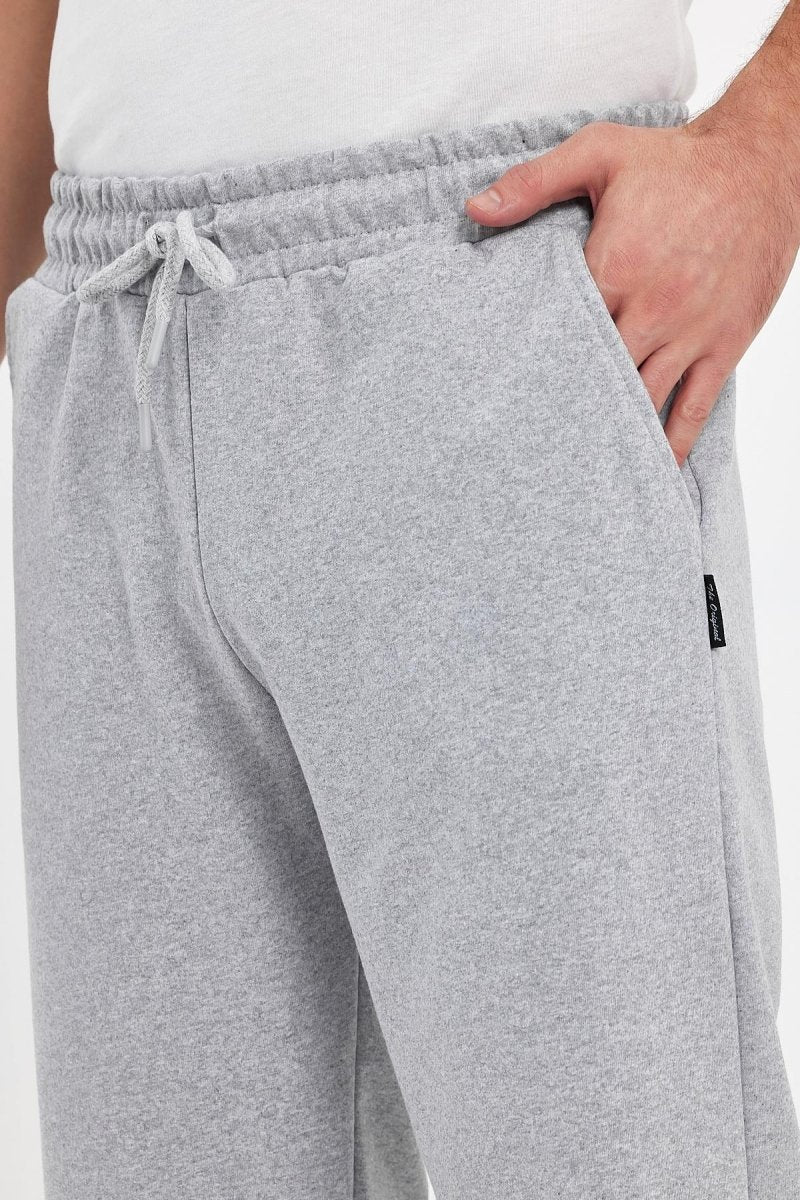 Erkek Yanları Cepli Gri Bermuda Diz Altı Kapri Beli Ayarlanabilir Lastikli Uzun Şort - MMETALIC