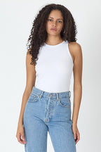 Fitilli Regular Fit Normal Kalıp Beyaz Bisiklet Yaka Sıfır Kol Pamuklu Kadın Atlet - MMETALIC