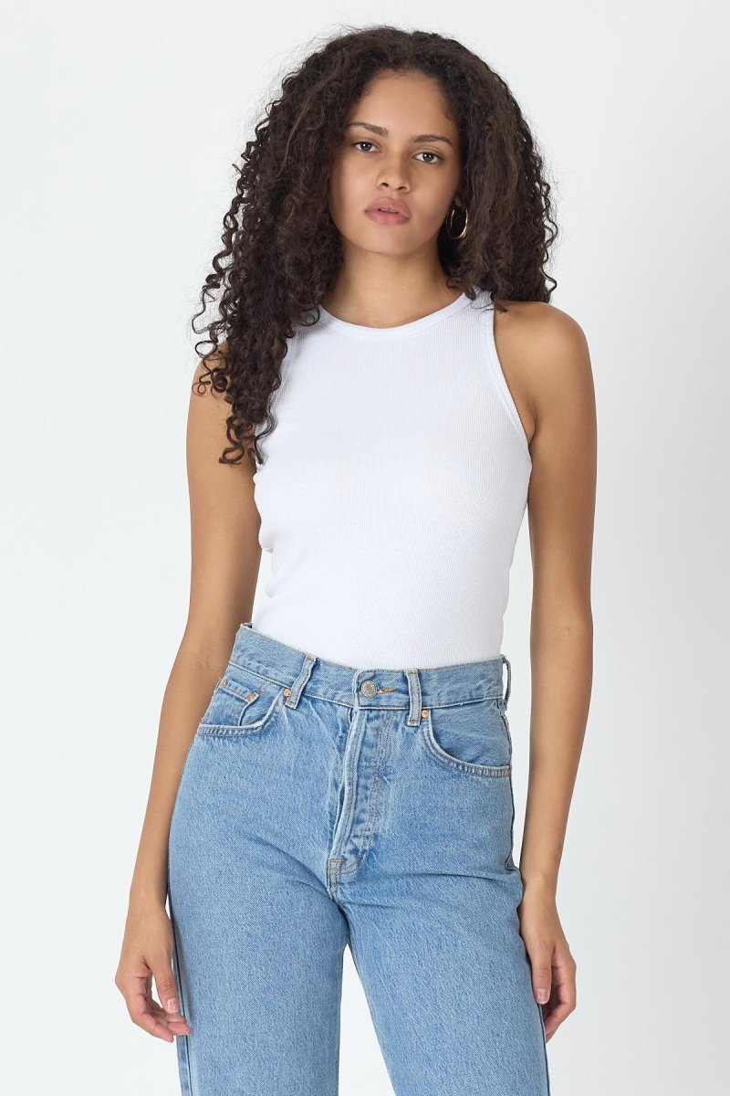 Fitilli Regular Fit Normal Kalıp Beyaz Bisiklet Yaka Sıfır Kol Pamuklu Kadın Atlet - MMETALIC