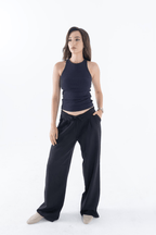 Fitilli Regular Fit Normal Kalıp Siyah - Beyaz Bisiklet Yaka Sıfır Kol Pamuklu 2'li Kadın Atlet - MMETALIC