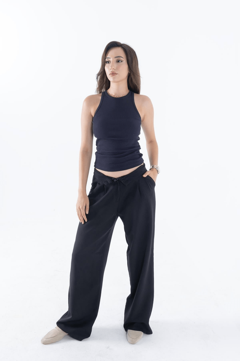 Fitilli Regular Fit Normal Kalıp Siyah - Beyaz Bisiklet Yaka Sıfır Kol Pamuklu 2'li Kadın Atlet - MMETALIC