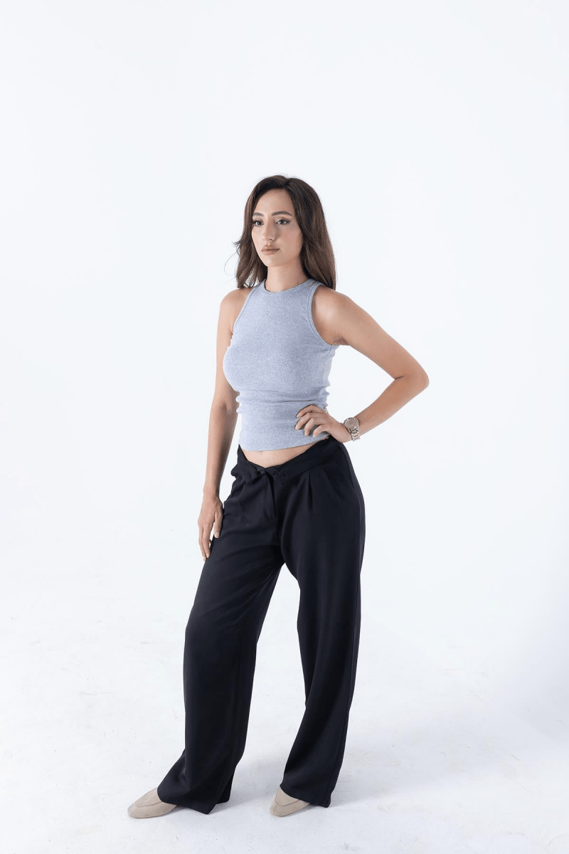 Fitilli Regular Fit Normal Kalıp Siyah - Beyaz Bisiklet Yaka Sıfır Kol Pamuklu 2'li Kadın Atlet - MMETALIC