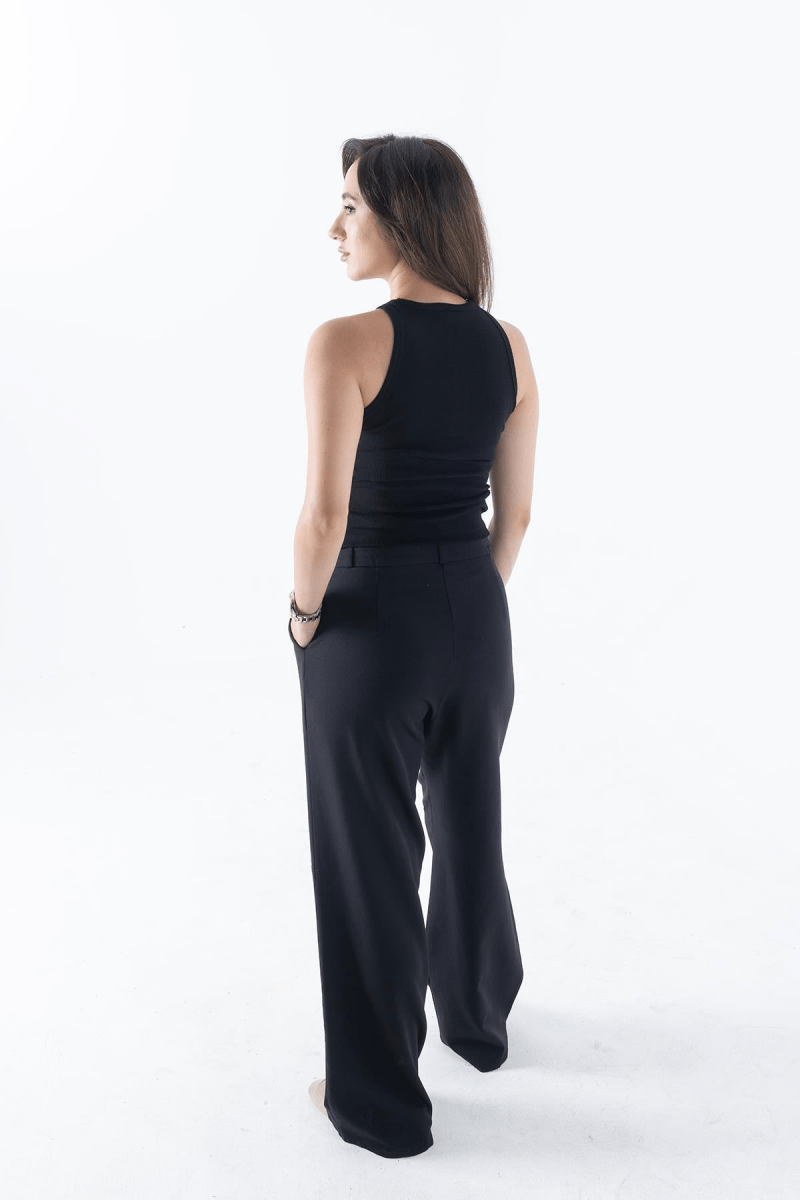 Fitilli Regular Fit Normal Kalıp Siyah - Beyaz Bisiklet Yaka Sıfır Kol Pamuklu 2'li Kadın Atlet - MMETALIC