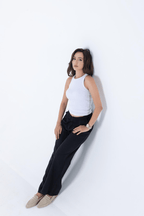 Fitilli Regular Fit Normal Kalıp Siyah - Beyaz Bisiklet Yaka Sıfır Kol Pamuklu 2'li Kadın Atlet - MMETALIC