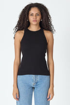 Fitilli Regular Fit Normal Kalıp Siyah Bisiklet Yaka Sıfır Kol Pamuklu Kadın Atlet MTLCB112 - MMETALIC