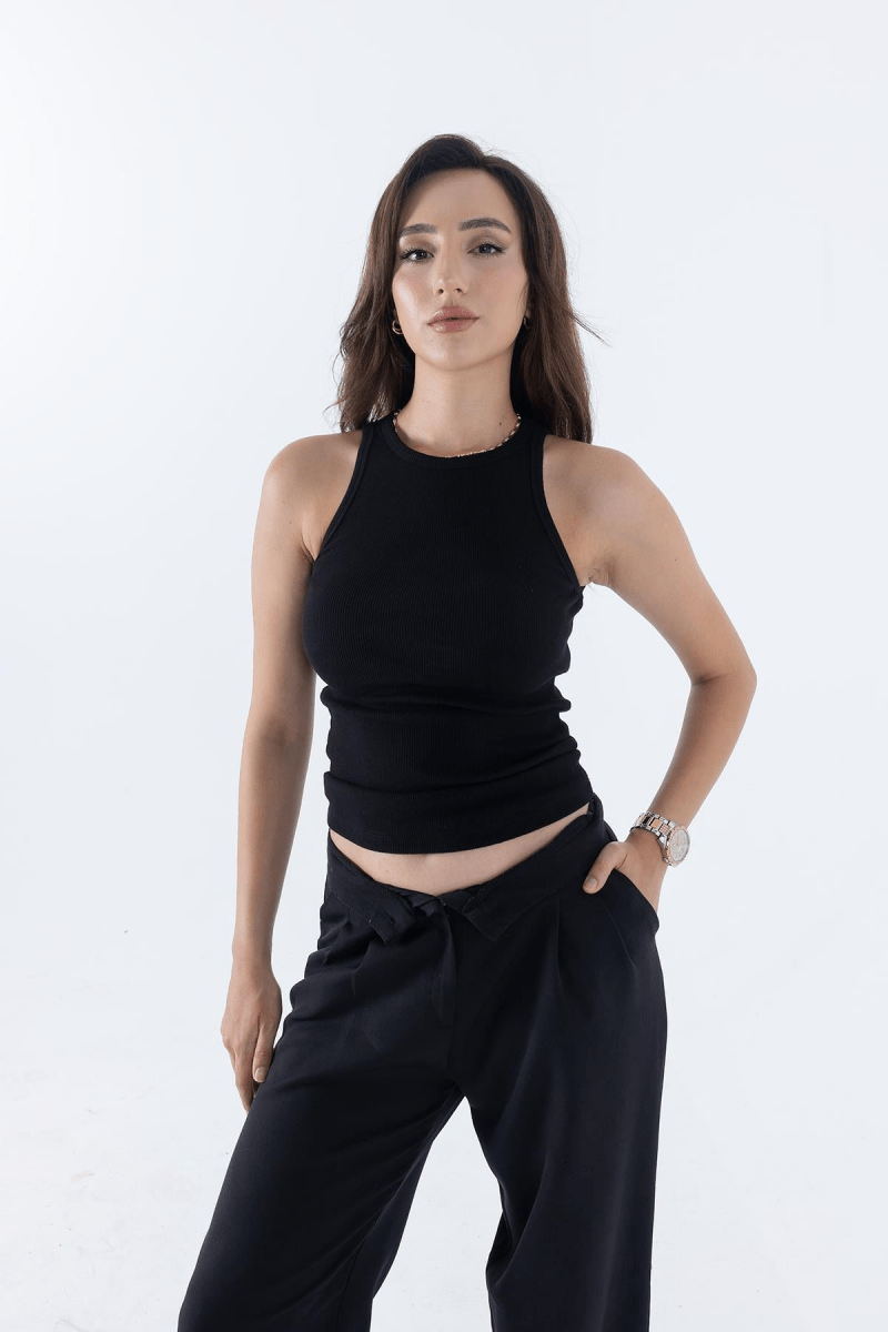 Fitilli Regular Fit Normal Kalıp Siyah - Gri - Beyaz Bisiklet Yaka Sıfır Kol Pamuklu 3'lü Kadın Atlet - MMETALIC