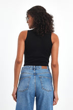 Fitilli Siyah Crop Halter Yaka Sıfır Kol Pamuklu 5'li Kadın Atlet - MMETALIC