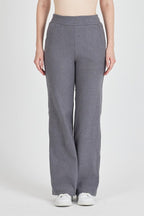 Füme Fitilli Geniş Paça Kaşkorse Yüksek Bel Cepli Kadın Eşofman Altı - MMETALIC