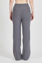 Füme Fitilli Geniş Paça Kaşkorse Yüksek Bel Cepli Kadın Eşofman Altı - MMETALIC