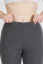 Füme Fitilli Geniş Paça Pamuklu İnce Yüksek Bel Kadın Eşofman Altı - MMETALIC