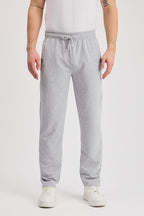 Gri Erkek Fermuarlı Cepli Nakış Detaylı Düz Paça Rahat Kesim Günlük Eşofman Altı - MMETALIC