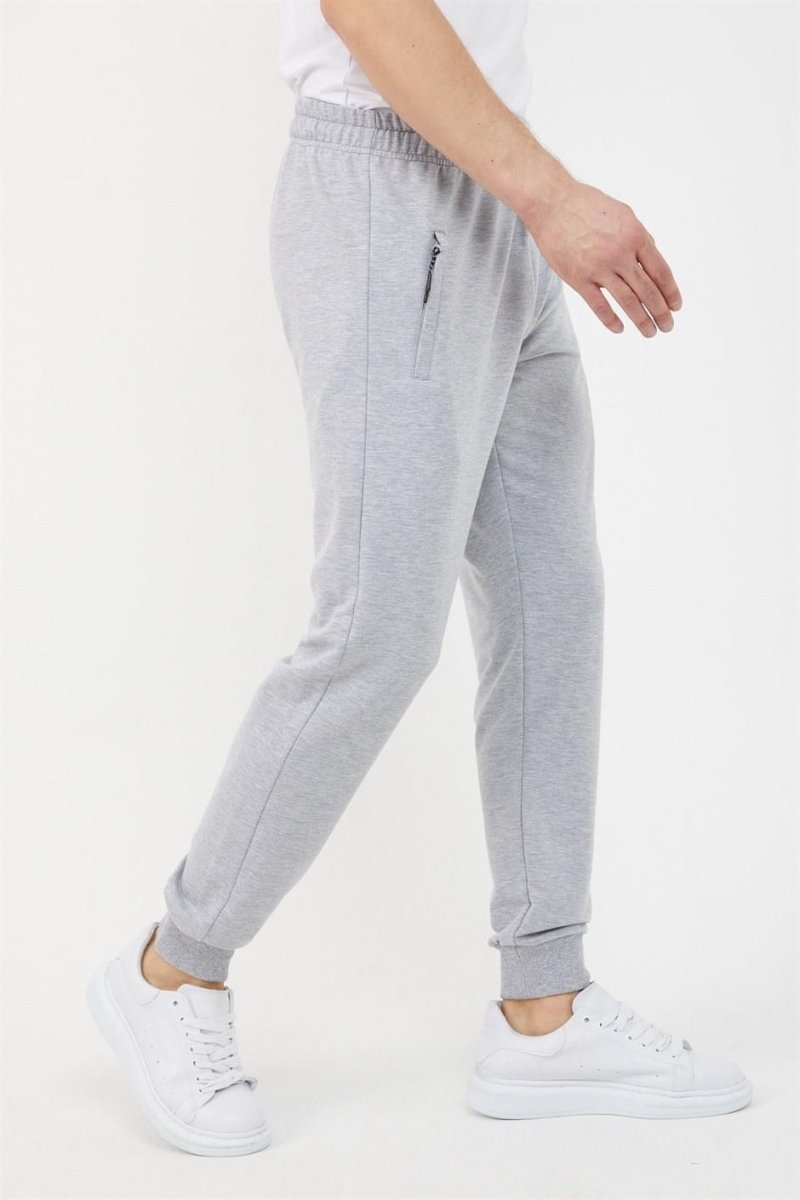 Gri Erkek Paça Ribanalı Cep Fermuar Detaylı Eşofman Altı MTLCE08 - MMETALIC