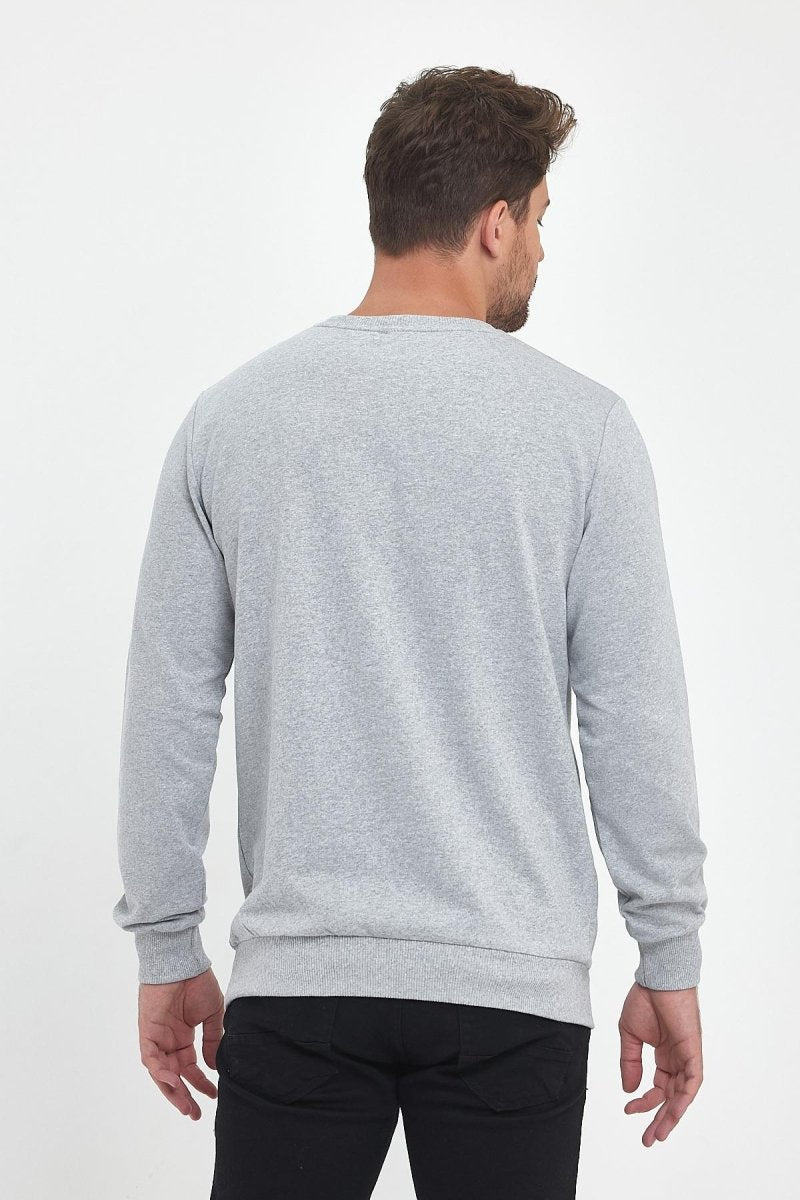 Gri Erkek Supermagic Göğüs Baskılı Basic Sweatshirt - MMETALIC