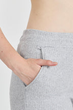 Gri Fitilli Geniş Paça Kaşkorse Yüksek Bel Cepli Kadın Eşofman Altı - MMETALIC