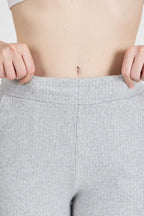 Gri Fitilli Geniş Paça Kaşkorse Yüksek Bel Cepli Kadın Eşofman Altı - MMETALIC