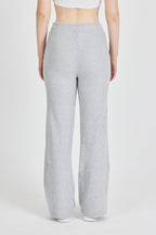 Gri Fitilli Geniş Paça Kaşkorse Yüksek Bel Cepli Kadın Eşofman Altı - MMETALIC