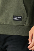 Haki Erkek Kapüşonlu Kanguru Cepli Sweatshirt - MMETALIC