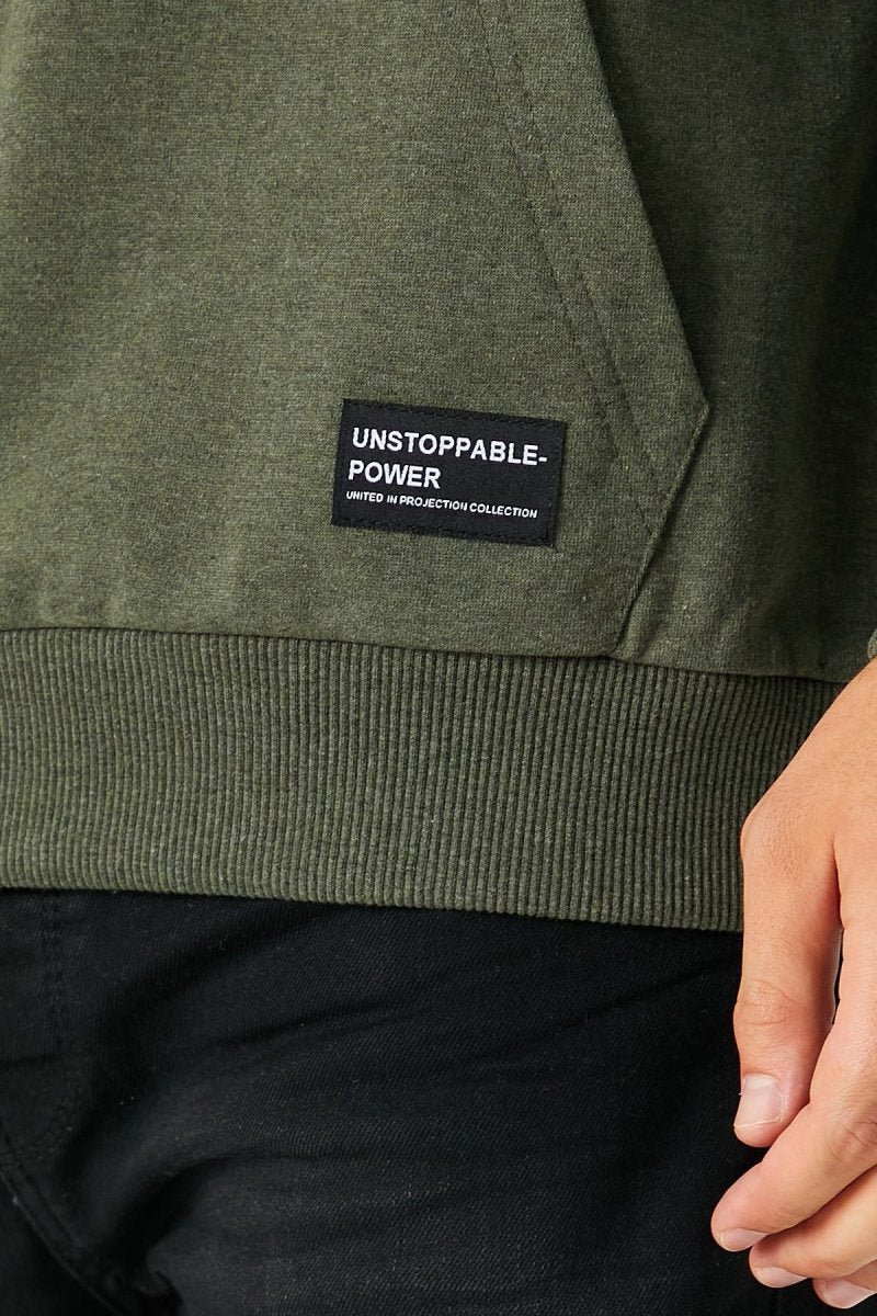 Haki Erkek Kapüşonlu Kanguru Cepli Sweatshirt - MMETALIC