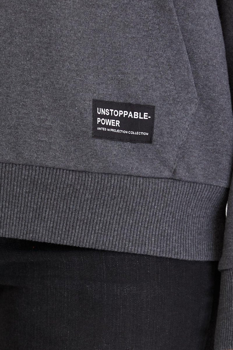 Kadın Antrasit Kapüşonlu Basic Örme Sweatshirt - MMETALIC