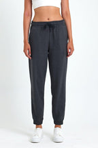 Kadın Antrasit Pamuklu Kalın Paçası Lastikli Yüksek Bel Rahat Jogger Eşofman Altı - MMETALIC
