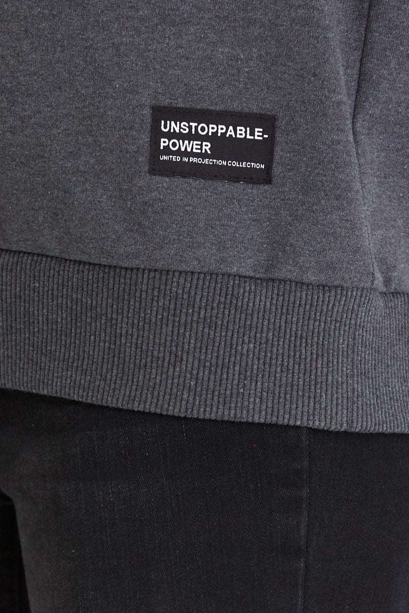 Kadın Antrasit Renk Basic Bisiklet Yaka Sweatshirt - MMETALIC