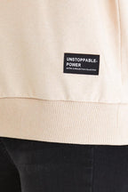 Kadın Bej Renk Basic Bisiklet Yaka Sweatshirt - MMETALIC