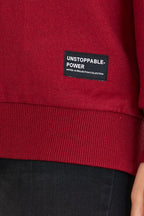 Kadın Bordo Renk Basic Bisiklet Yaka Sweatshirt - MMETALIC