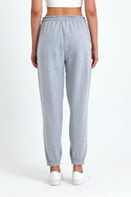 Kadın Gri Pamuklu Kalın Paçası Lastikli Yüksek Bel Rahat Jogger Eşofman Altı - MMETALIC