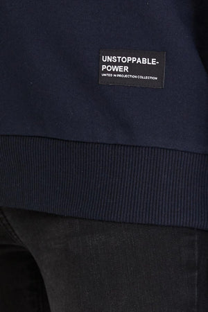 Kadın Lacivert Renk Basic Bisiklet Yaka Sweatshirt - MMETALIC