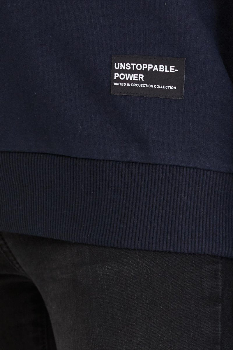 Kadın Lacivert Renk Basic Bisiklet Yaka Sweatshirt - MMETALIC