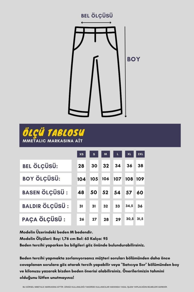 Kadın Mevsimlik Salaş Geniş Paça Yüksek Bel Lacivert Eşofman Altı - MMETALIC