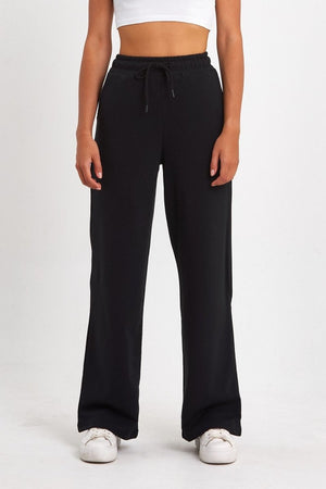 Kadın Mevsimlik Salaş Geniş Rahat Paça Yan Cepli Antrasit Eşofman Altı - MMETALIC