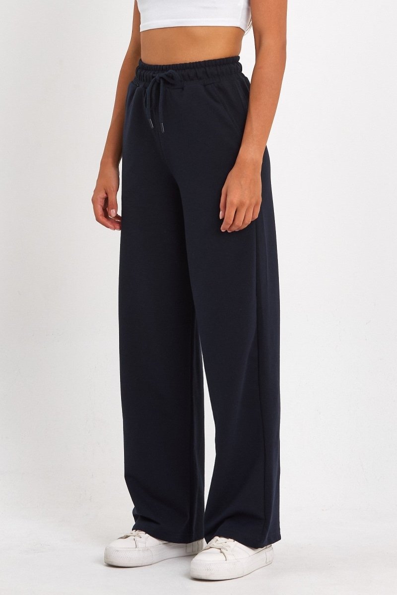 Kadın Mevsimlik Salaş Geniş Rahat Paça Yan Cepli Antrasit Eşofman Altı - MMETALIC