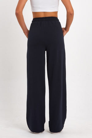 Kadın Mevsimlik Salaş Geniş Rahat Paça Yan Cepli Antrasit Eşofman Altı - MMETALIC