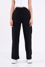 Kadın Mevsimlik Salaş Geniş Rahat Paça Yan Cepli Siyah Eşofman Altı - MMETALIC