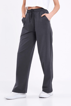 Kadın Mevsimlik Salaş Geniş Rahat Paça Yan Cepli Siyah Eşofman Altı - MMETALIC