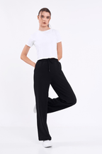 Kadın Mevsimlik Salaş Geniş Rahat Paça Yan Cepli Siyah Eşofman Altı - MMETALIC