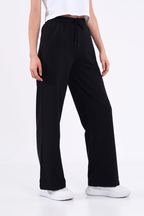 Kadın Mevsimlik Salaş Geniş Rahat Paça Yan Cepli Siyah Eşofman Altı - MMETALIC