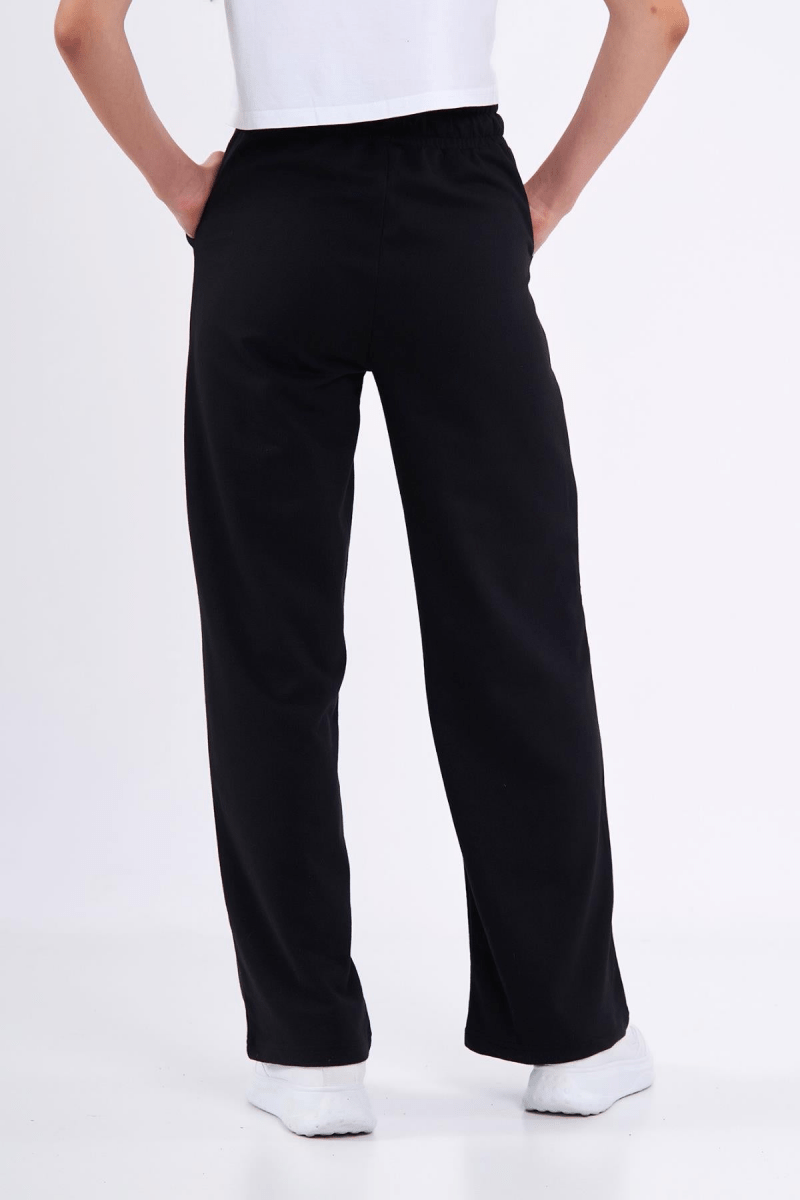 Kadın Mevsimlik Salaş Geniş Rahat Paça Yan Cepli Siyah Eşofman Altı - MMETALIC