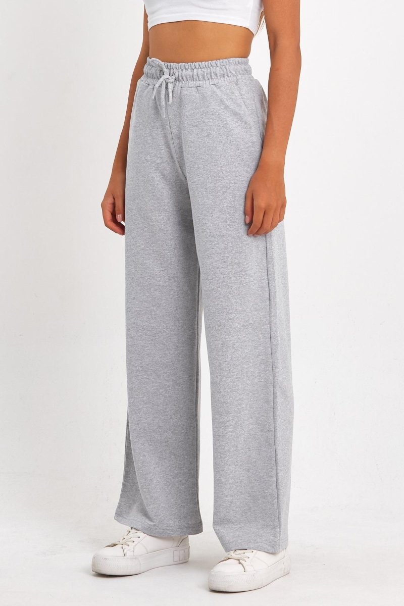 Kadın Mevsimlik Salaş Geniş Rahat Paça Yan Cepli Siyah Eşofman Altı - MMETALIC