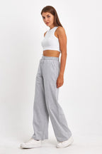 Kadın Mevsimlik Salaş Geniş Rahat Paça Yan Cepli Siyah Eşofman Altı - MMETALIC