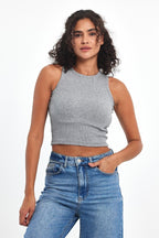 Kadın Siyah - Beyaz - Gri - Lacivert Fitilli Görünümlü Askılı Kalın Esnek Örme 4'lü Basic Crop Atlet - MMETALIC