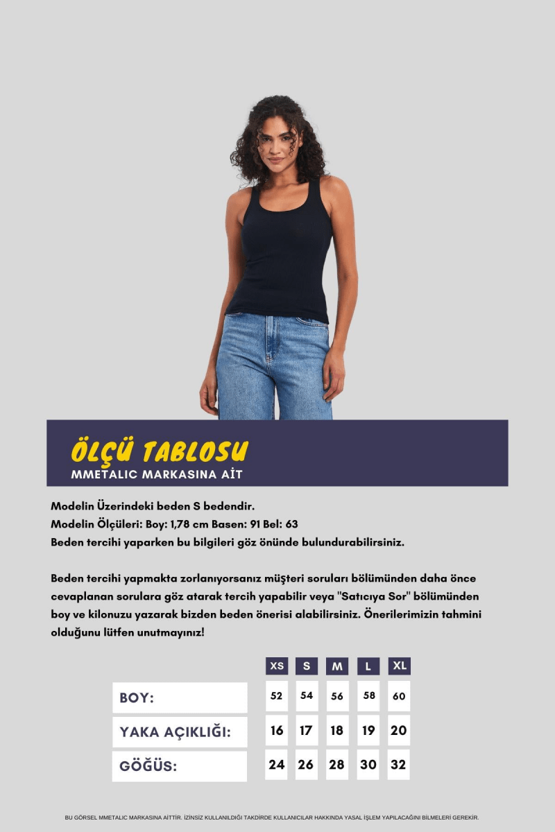 Kadın Siyah Fitilli Görünümlü Askılı Kalın Basic Atlet - MMETALIC