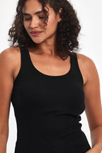 Kadın Siyah Fitilli Görünümlü Askılı Kalın Basic Atlet - MMETALIC