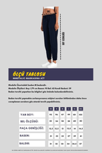 Kadın Siyah - Lacivert - Antrasit Pamuklu Kalın Paçası Lastikli Yüksek Bel Rahat Jogger 3'lü Eşofman Altı - MMETALIC