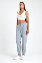 Kadın Siyah - Lacivert - Gri - Antrasit Pamuklu Kalın Paçası Lastikli Yüksek Bel Rahat Jogger 4'lü Eşofman Altı - MMETALIC