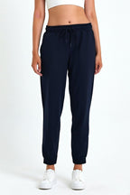 Kadın Siyah - Lacivert - Gri - Antrasit Pamuklu Kalın Paçası Lastikli Yüksek Bel Rahat Jogger 4'lü Eşofman Altı - MMETALIC