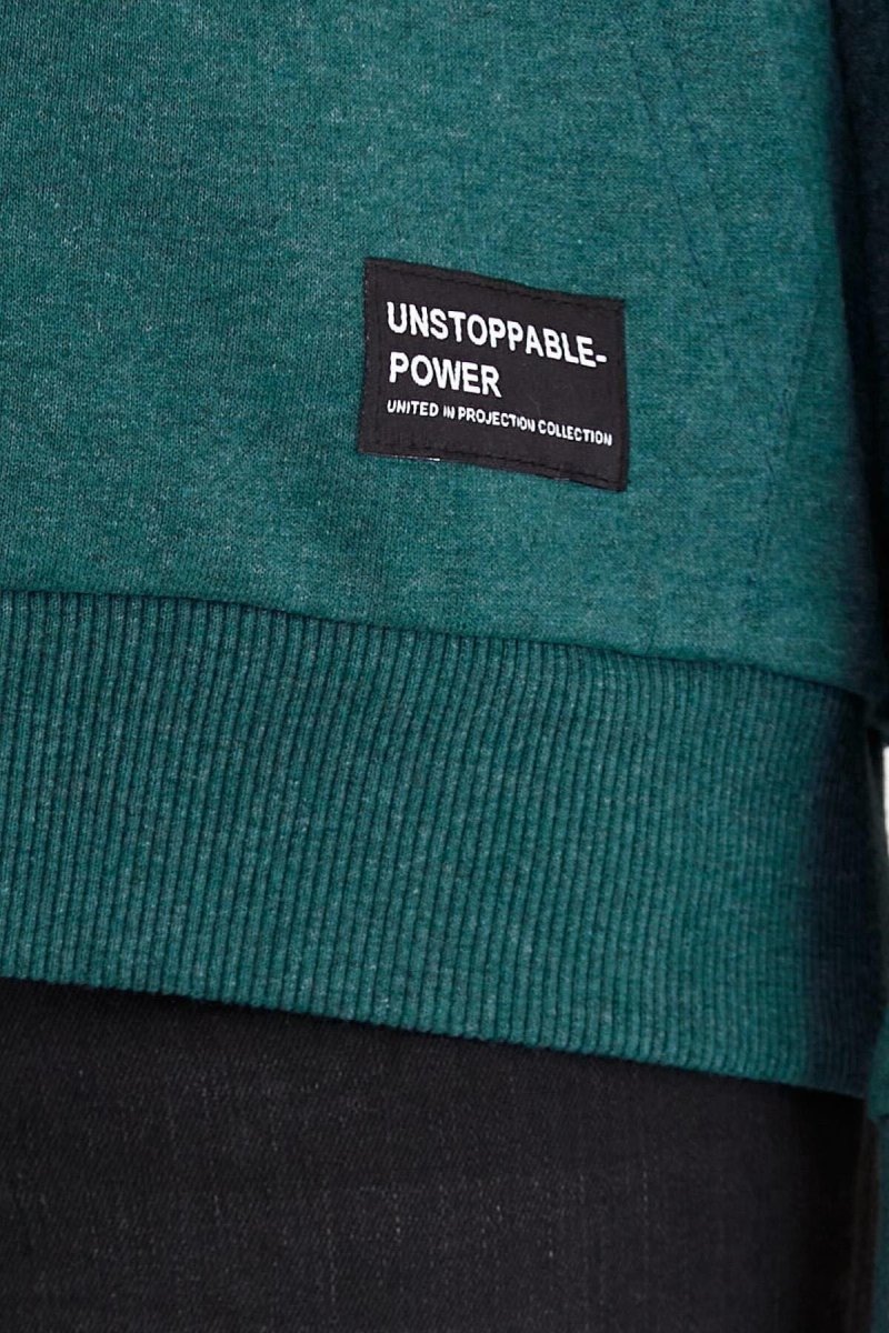 Kadın Yeşil Kapüşonlu Basic Örme Sweatshirt - MMETALIC