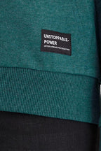 Kadın Yeşil Kapüşonlu Basic Örme Sweatshirt - MMETALIC